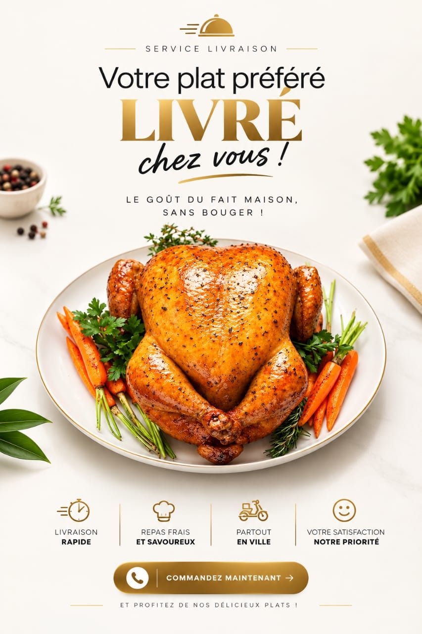 Affiche de livraison de plats réalisée par un membre